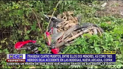 ¡Choque brutal! Dos menores de edad y dos adultos pierden la vida en colisión de moto y camioncito en Nueva Arcadia, Copán