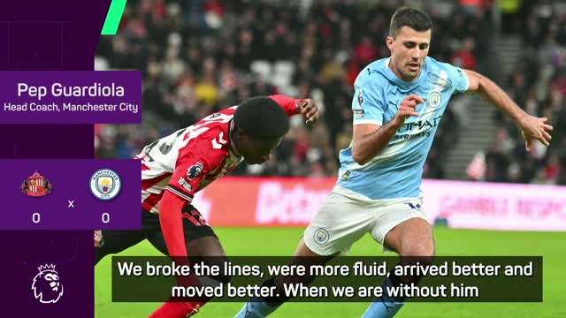 Rodri immediately made City better v Sunderland - Guardiola