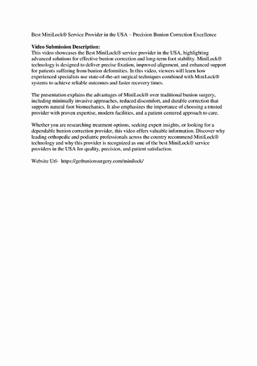 Best MiniLock® Service Provider in the USA – Precision Bunion Correction Excellence