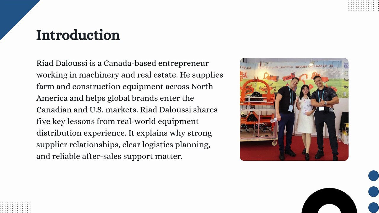 Riad Daloussi Presents 5 Key Equipment Distribution Lessons