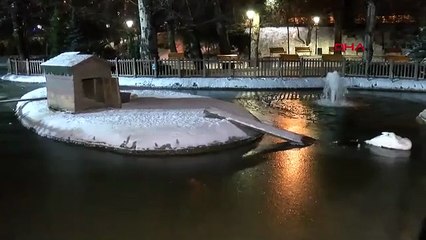Buzullar içinde bir başkent... Ankara -11 ile buz kesti, Kuğulu Park dondu