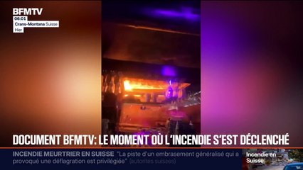 DOCUMENT BFMTV. Le moment où l'incendie s'est déclenché dans le bar de Crans-Montana en Suisse