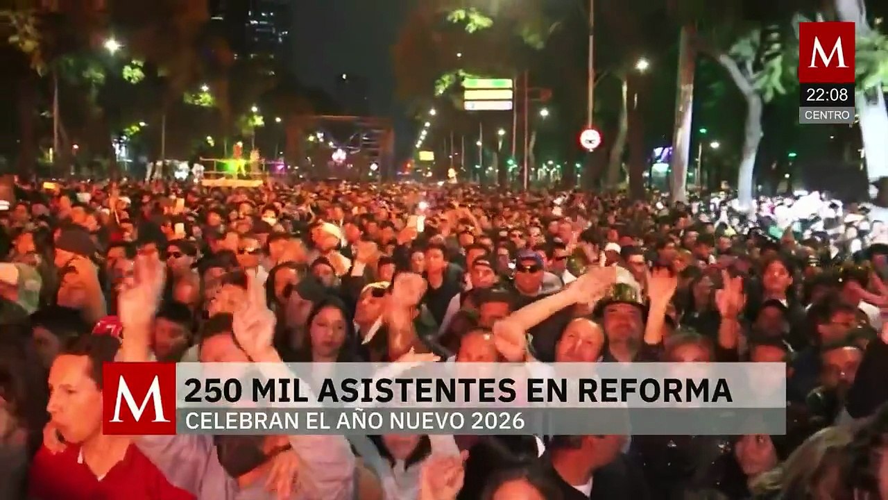 Multitud histórica recibe el Año Nuevo con concierto electrónico en Reforma