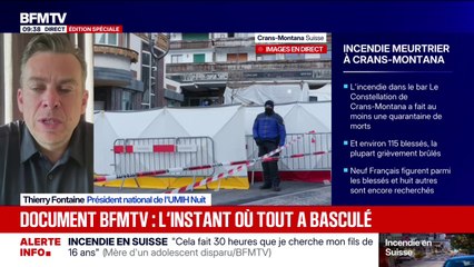 "Tout ce qu'on doit utiliser doit être résistant au feu": Thierry Fontaine, président de l'UMIH Nuit, s'exprime à propos de l'incendie à Crans-Montana