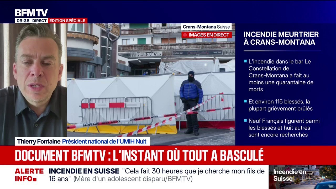 "Tout ce qu'on doit utiliser doit être résistant au feu": Thierry Fontaine, président de l'UMIH Nuit, s'exprime à propos de l'incendie à Crans-Montana