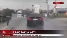 Kocaeli'nde buzlu yolda drift atan sürücü takla attı