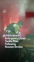 Emergency Crews Tackle Fires Following Russian Strikes
