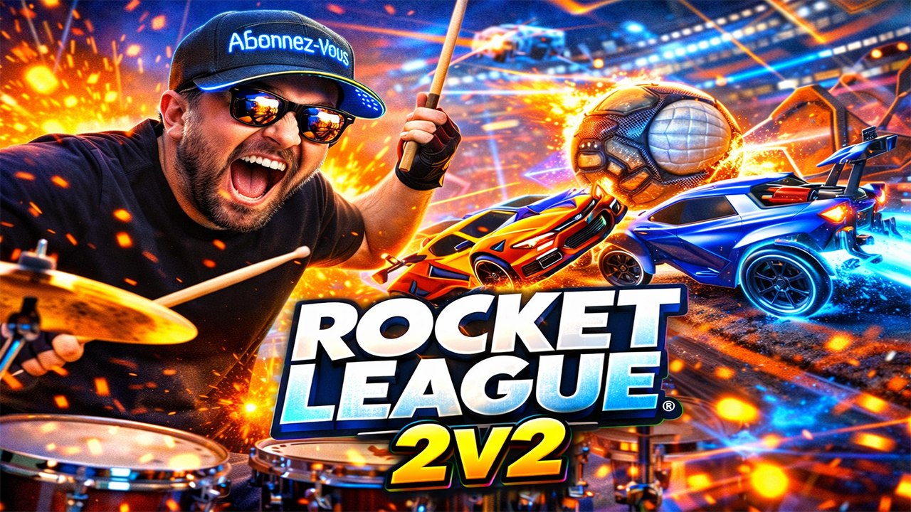 Je joue à Rocket League en 2v2… avec UNE BATTERIE 🥁