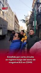 ⚠️🔥 Minutos después del sismo de magnitud 6.5, se registró un estallido provocado por un corto circuito en el cruce de Circuito Interior y Calzada de Guadalupe, en la Ciudad de México.