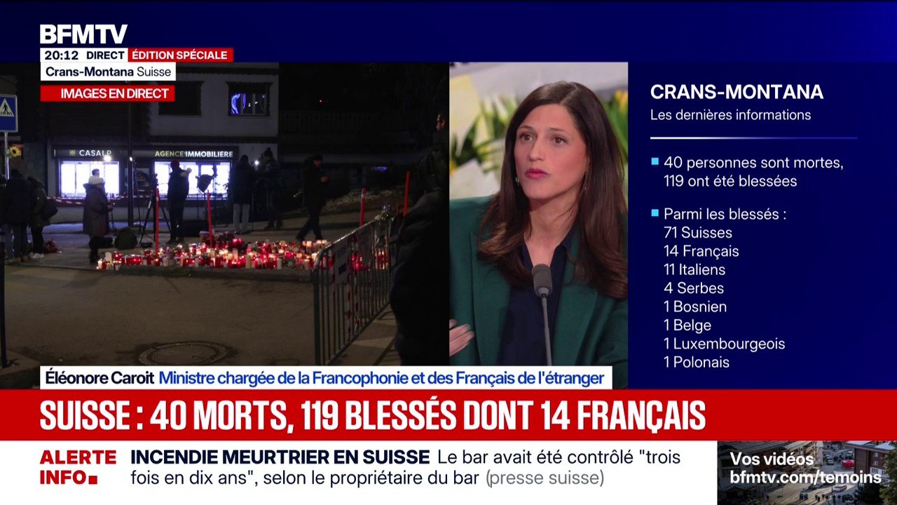 Incendie à Crans-Montana: "Les 14 Français blessés ont été pris en charge", déclare Éléonore Caroit, ministre chargée de la Francophonie et des Français de l'étranger