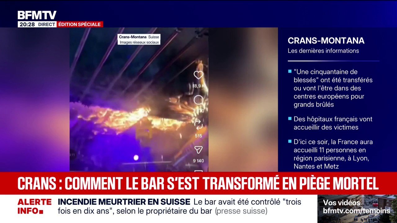 De nouvelles images ont été publiées sur les réseaux sociaux de l'incendie à Crans-Montana en Suisse