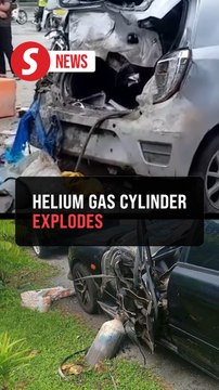 Helium cylinder explodes in Kajang, damaging two stalls, three cars