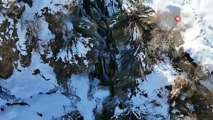 Erzincan'da doğa dondu, Girlevik Şelalesi buz kesti