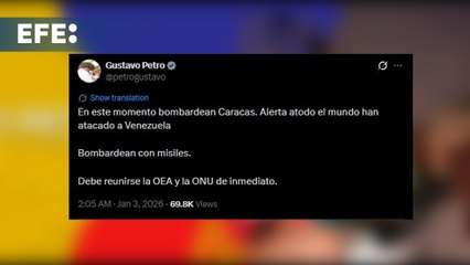 Petro dice que hay bombardeos sobre Caracas y pide reuniones urgentes de la ONU y la OEA