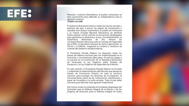 Gobierno de Maduro denuncia gravísima agresión militar de EEUU contra Venezuela