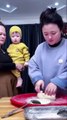 Grandma Accidentally Flours Herself While Handing Over Baby! 😂 (Kitchen Comedy)
