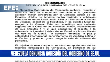 El Gobierno de Venezuela condena el ataque de Estados Unidos sobre el país