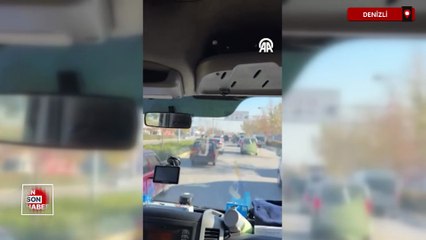 Denizli'de fermuar sistemiyle ambulansa yol verdiler