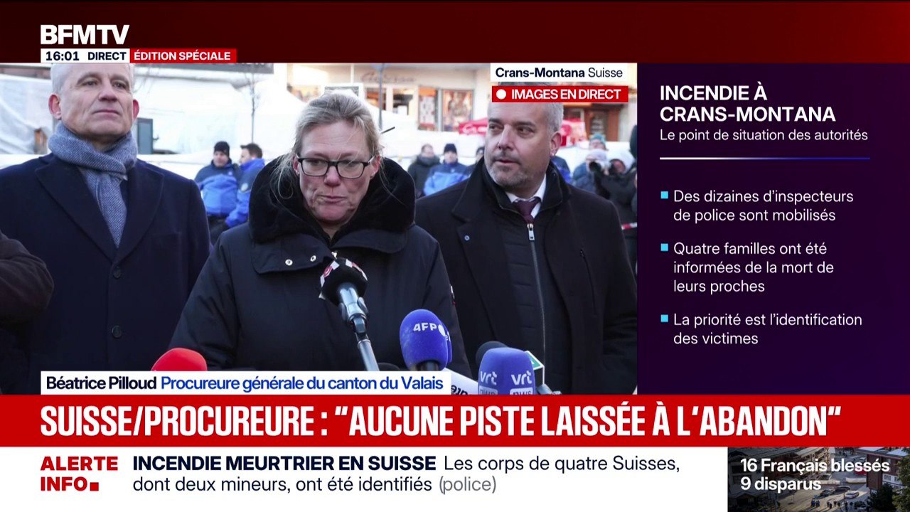 Crans-Montana: "Aucune piste n'est laissée à l'abandon, toutes les pistes sont explorées", assure la procureure générale du canton du Valais
