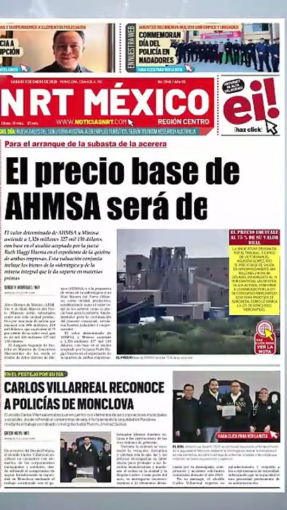 📰📍 Te presentamos #LasPortadas de #NRTMéxico de este sábado 3 de enero de 2026. Encuentra la información más relevante de #Coahuila en nuestros espacios informativos 📢