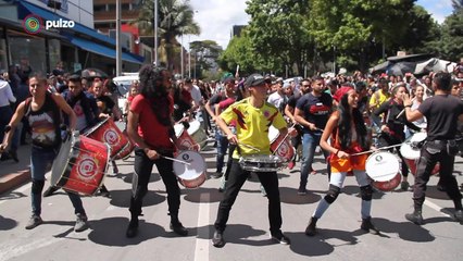El estruendo de tambores que sacudió el Parque de la 93, en Bogotá, en el paro de este miércoles