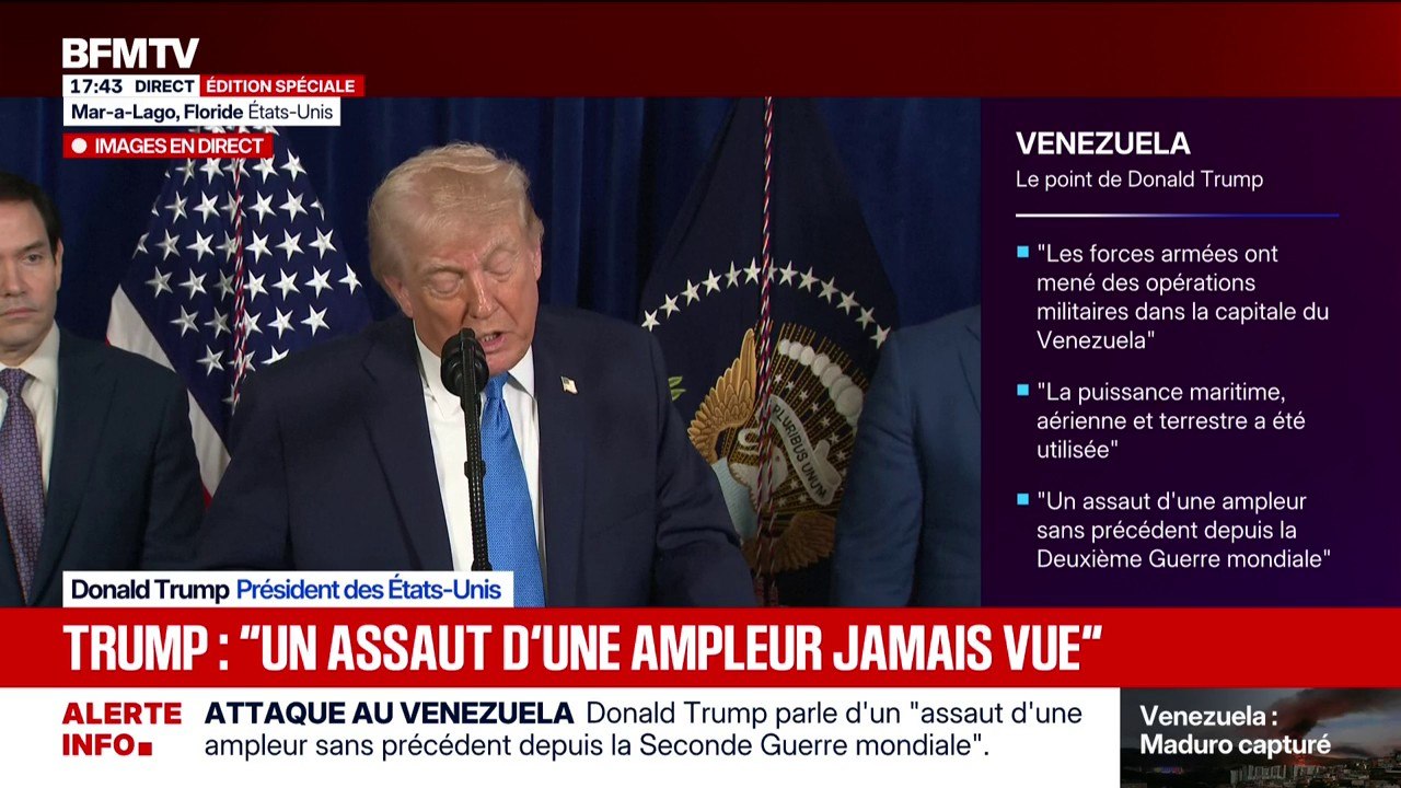 Capture de Nicolas Maduro: "Nous voulons la paix, la liberté et la justice pour les citoyens du Venezuela", déclare Donald Trump