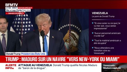 Capture de Nicolas Maduro: "Ce qui est arrivé à Maduro peut arriver à d'autres", menace Donald Trump