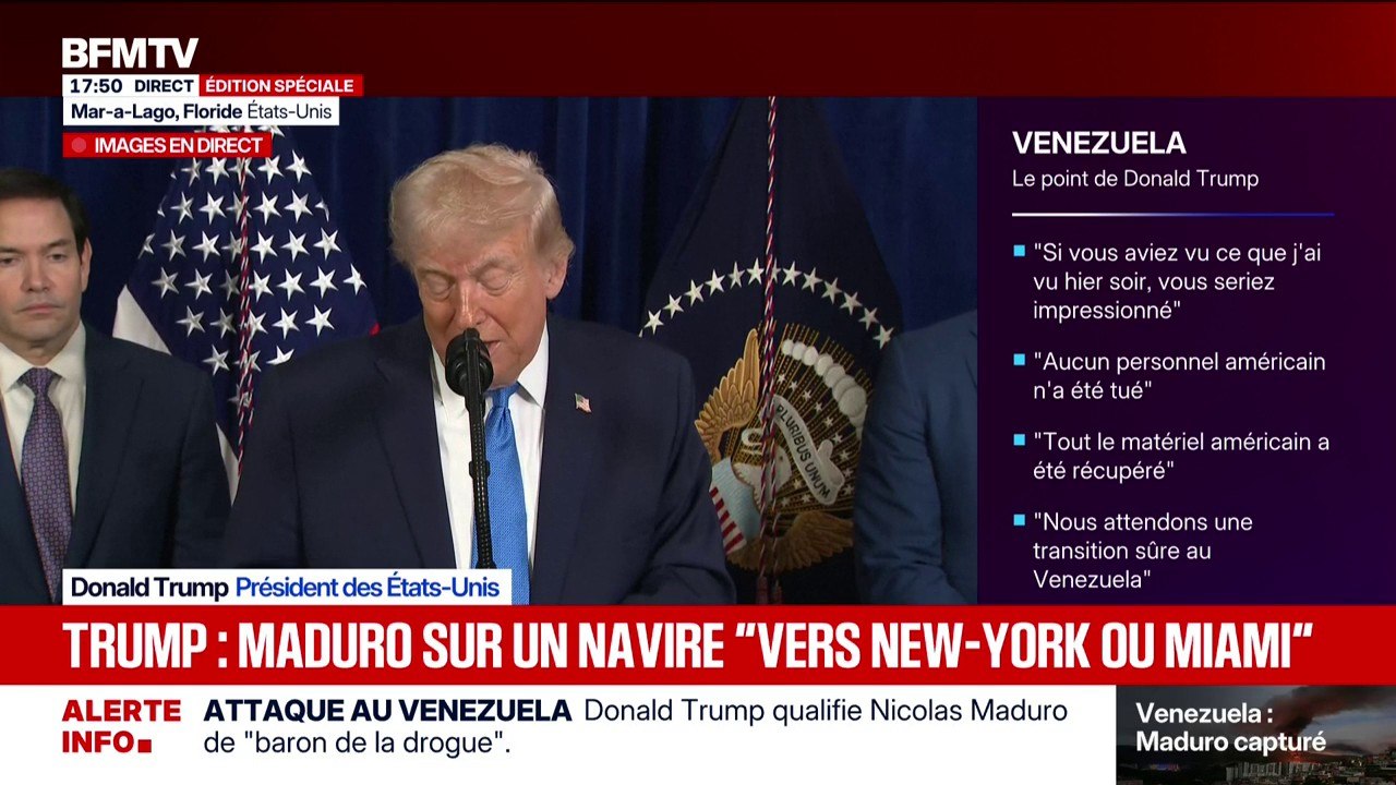 Capture de Nicolas Maduro: "Ce qui est arrivé à Maduro peut arriver à d'autres", menace Donald Trump