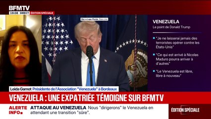 "Je ne peux que remercier Donald Trump": Leida Gamot, présidente de l'association "Venezuela", témoigne sur BFMTV après la capture de Nicolas Maduro