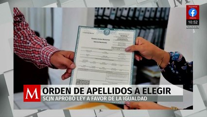 Desde 2026 familias podrán elegir el orden de apellidos al registrar a sus hijos