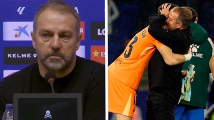 Hansi Flick se deshace en elogios ante Joan García tras la victoria del Barcelona: "Él estuvo fantástico"