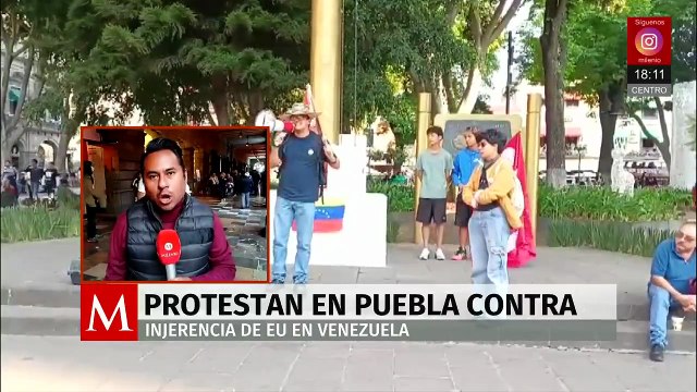 En Puebla, manifestaciones en el Zócalo contra la intervención de Estados Unidos en Venezuela