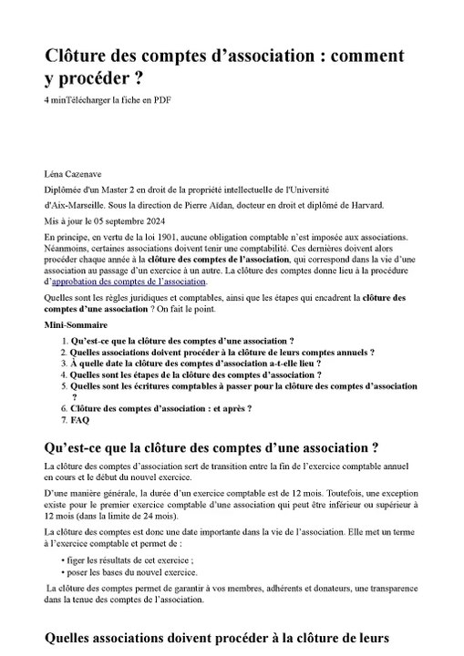 cloture des comptes ASSOCIATION