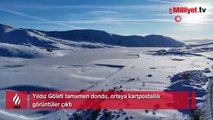 Yıldız Göleti tamamen dondu, ortaya kartpostallık görüntüler çıktı
