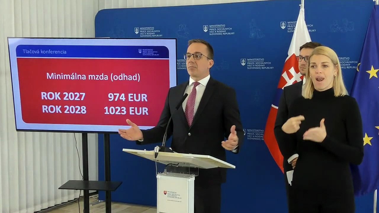 ZÁZNAM: E. Tomáš: Minimálna mzda vzrástla od januára 2026 takmer o 100 eur