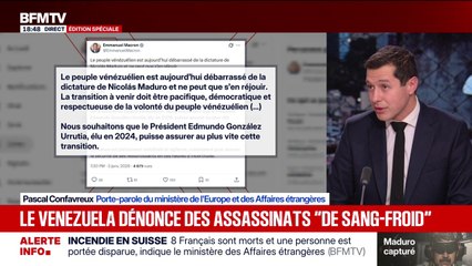 Attaque au Venezuela: "Cette intervention était contraire au droit international", déclare Pascal Confavreux, porte-parole du ministère de l'Europe et des Affaires étrangères