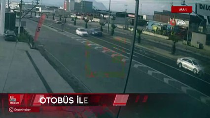 Manisa Turgutlu’da yolcu otobüsü ile otomobil çarpıştı