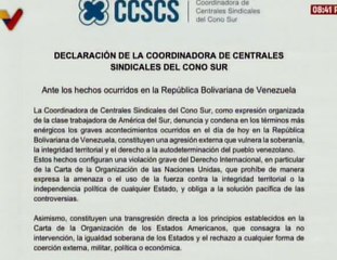 CCSCS denuncia y condena los acontecimientos ocurridos en la República Bolivariana de Venezuela