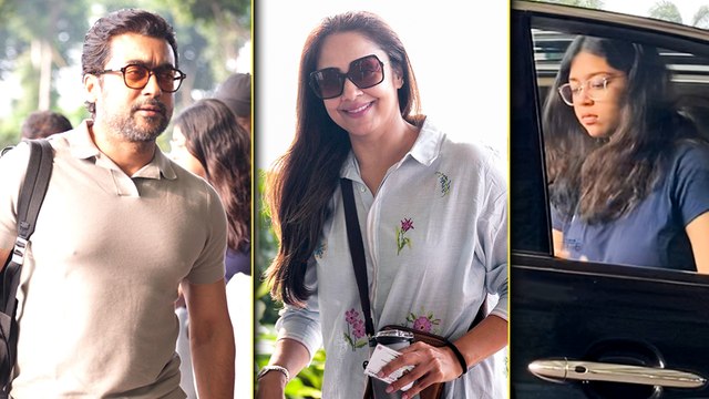 Power Couple Suriya And Jyotika Spotted Departing Mumbai With Their Children
