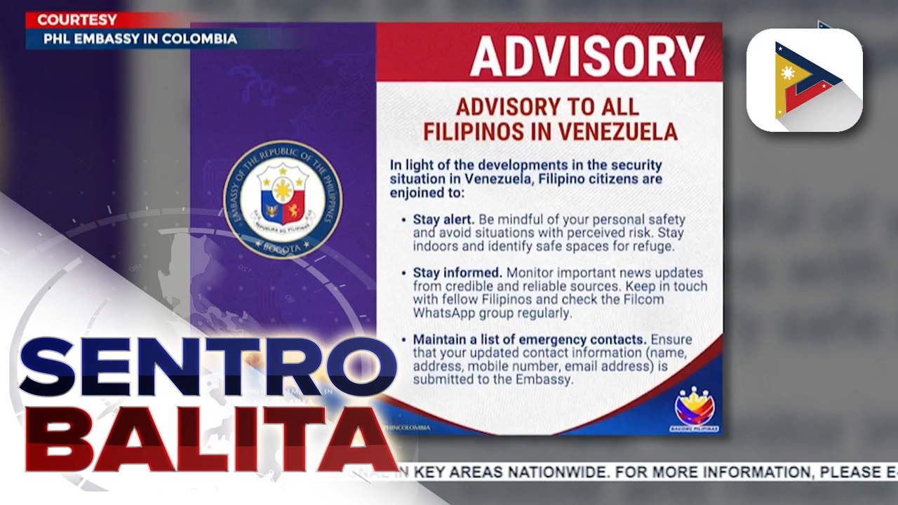 Mga Pilipino sa Venezuela, inabisuhan ng Embahada ng Pilipinas na manatiling nakaalerto