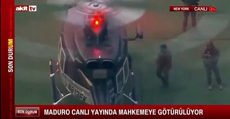 Maduro kelepçeli halde helikoptere bindirildi: New York’taki sözde mahkeme için ilk görüntüler servis edildi!