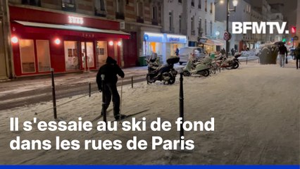 Il s’essaie au ski de fond… dans une rue du 11e arrondissement de Paris