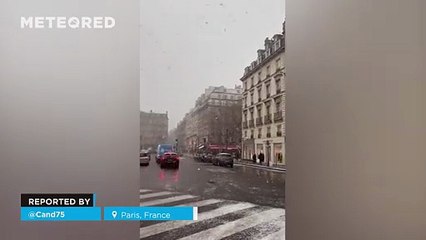 The snow blankets the streets of downtown Paris, France. The arrival of Arctic air caused snowfall with notable intensity