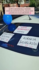 Down sendromlu kızının doğum gününü kutlamak için arabaya yazı yazıp sürpriz hazırlayan baba ve kızının tepkileri 😊