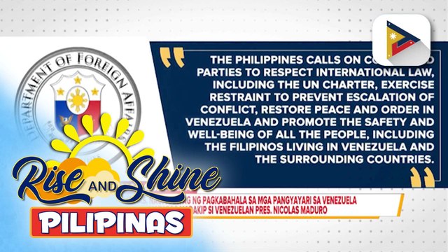 Pilipinas, nagpahayag ng pagkabahala sa mga pangyayari sa Venezuela matapos madakip si Venezuelan Pres. Nicolas Maduro | ulat ni Gab Villegas