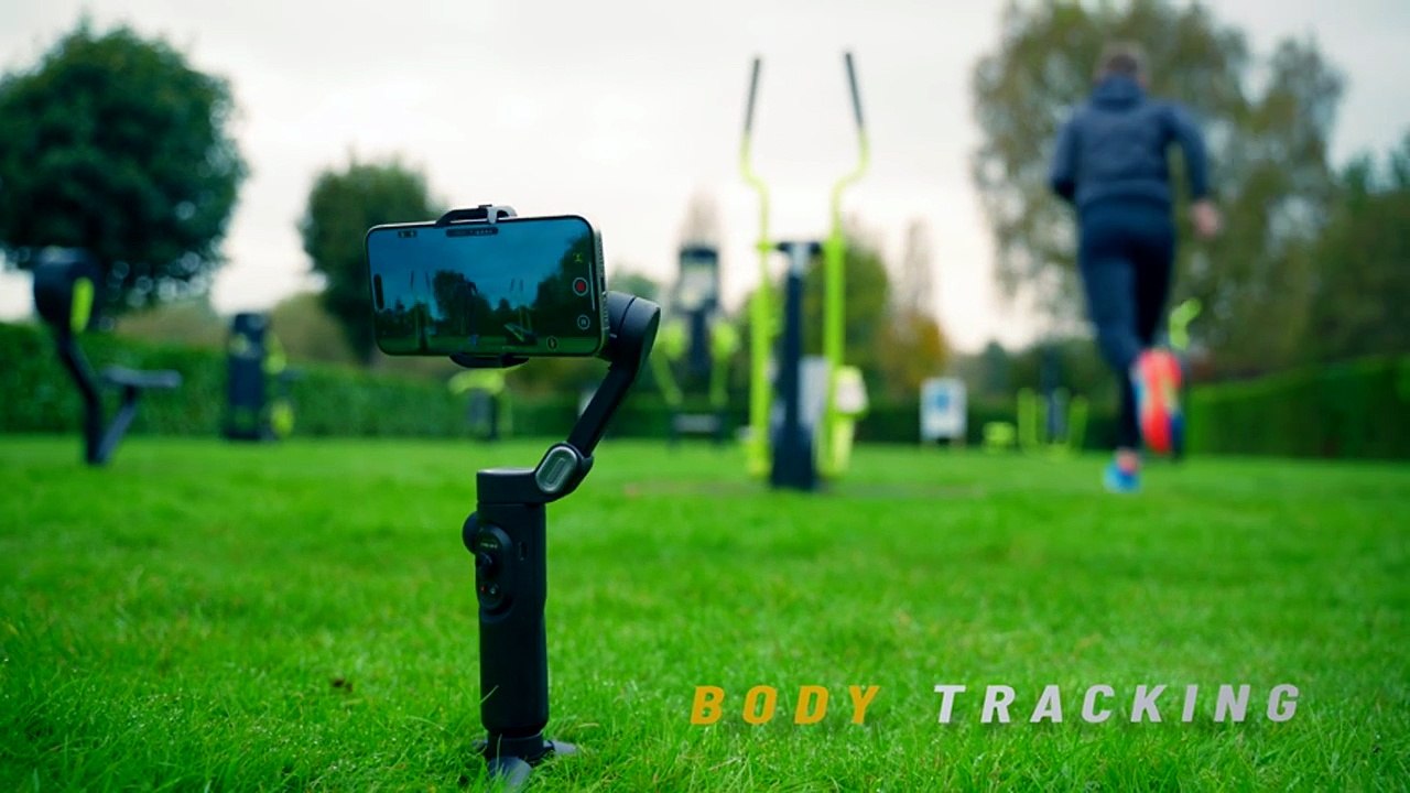 Handheld gimbal stabilizer for smartphone with fill light face tracking vlog