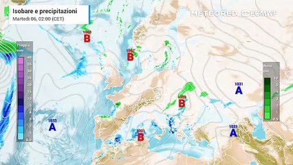 In azione il ciclone tirrenico nevoso della Befana, giornata di maltempo e freddo da nord a sud