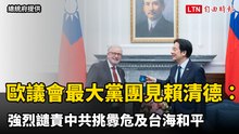 不可接受！歐議會最大黨團見賴清德：強烈譴責中共挑釁危及台海和平