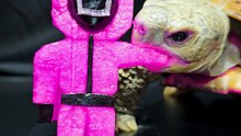 Squid Game ASMR Mukbang Eating Pink Soldier    Turtle Tortoise
