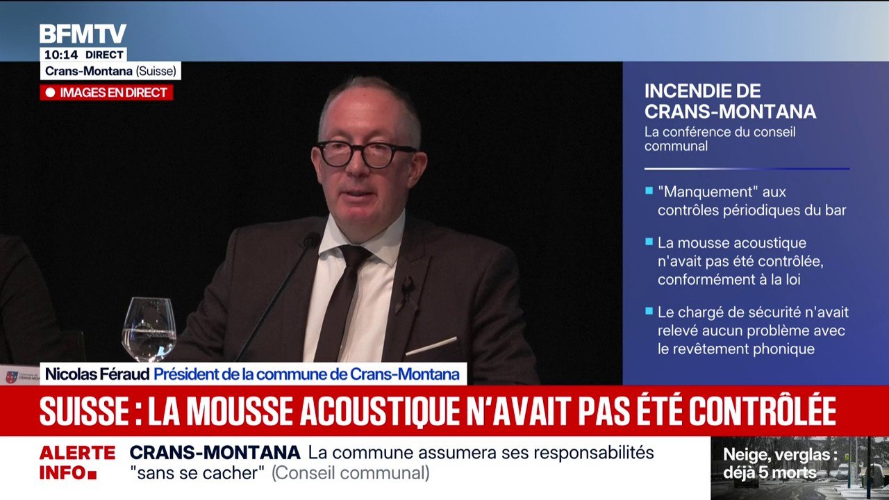 Incendie à Crans-Montana: "Les contrôles périodiques n'ont pas été effectués entre 2020 et 2025", déplore Nicolas Féraud, président de la commune de Crans-Montana
